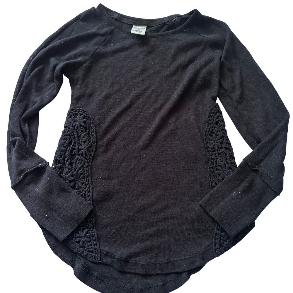 Arizona Black Long Sleeve Top with Crochet Detail - S